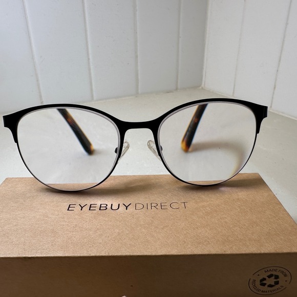 Eyebuydirect KALI Eyeglasses Frames Only 54-18-140 Black Metal Tortoise Shell - Picture 1 of 8